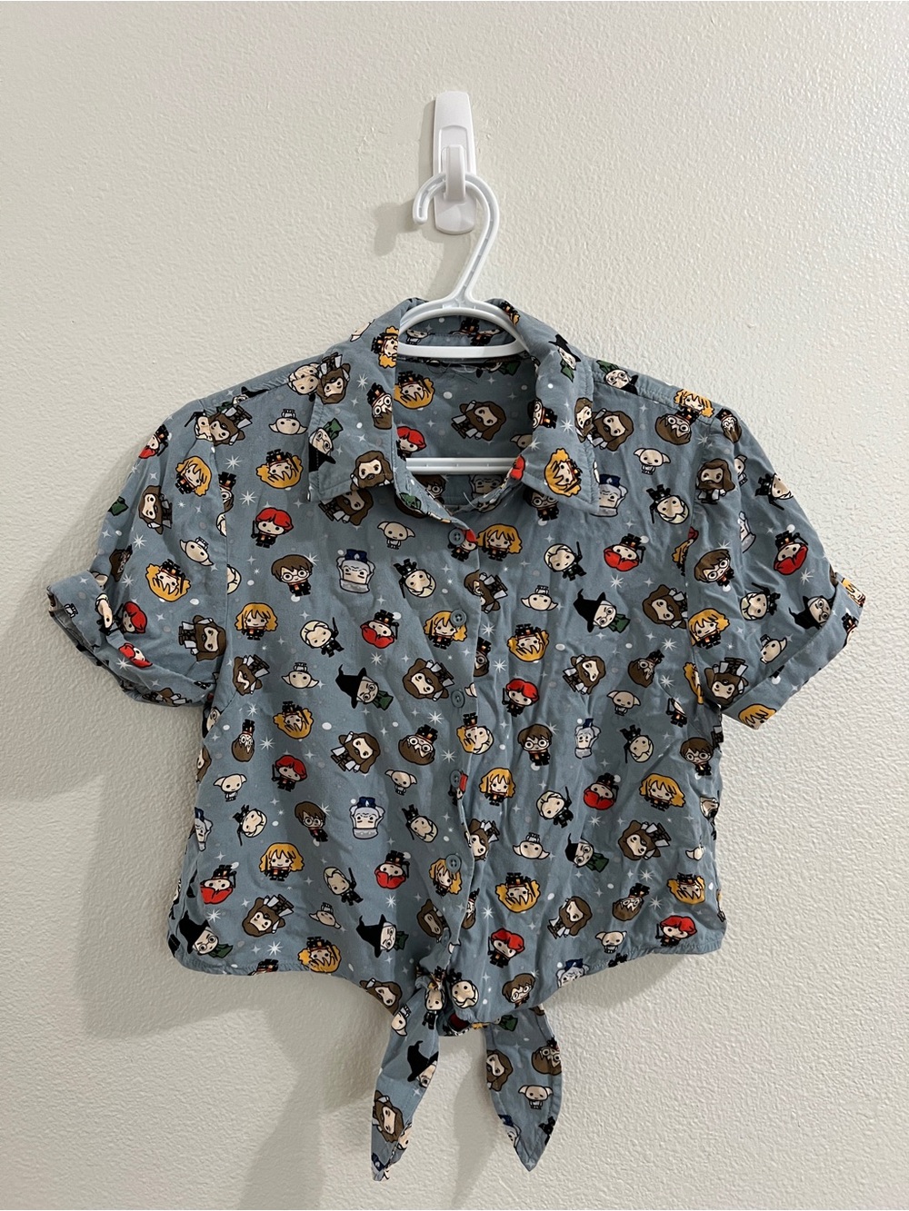 BoxLunch Chibi Kawaii Harry Potter Button-Up Tie-Front Shirt